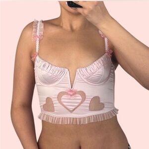 Pink Heart-Detail Women's Bustier